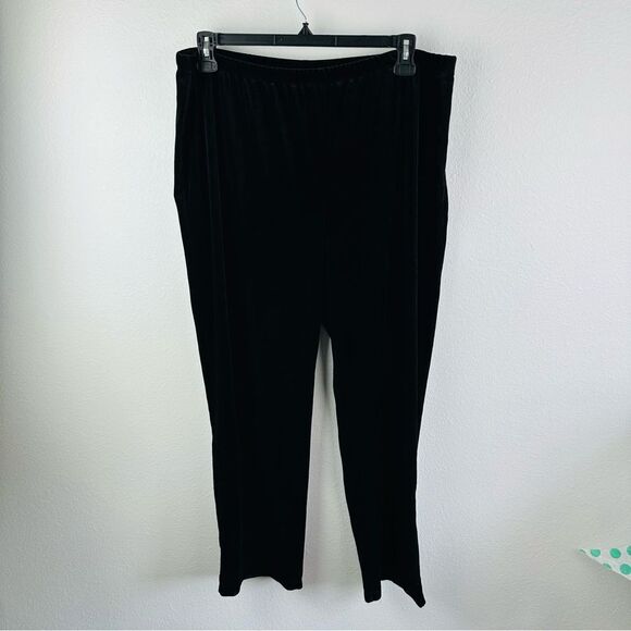 Chicos Easy Wear Black Velvet Pull On Pants Size 3 16 - Picture 1 of 4